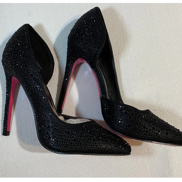 Charlotte Russe Tiara Black Stiletto Rhinestone Heels Size 6 EUC - Picture 6 of 8